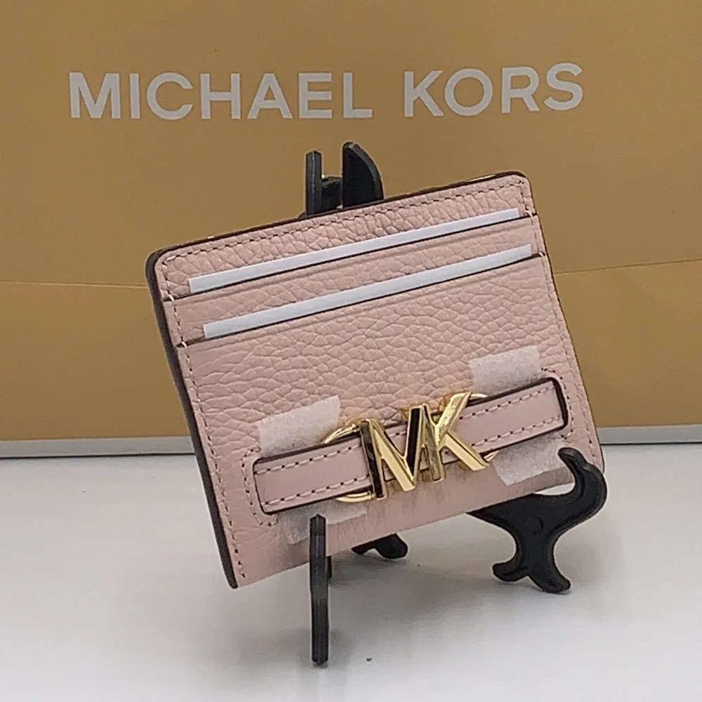 MICHAEL KORS Reed Large Pebbled Leather Card Holder Case Wallet POWDER BLUSH